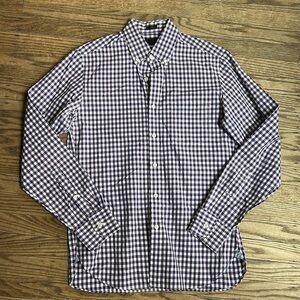 J Crew Men's Cotton Button Down Slim Fit Shirt Purple white size small EUC